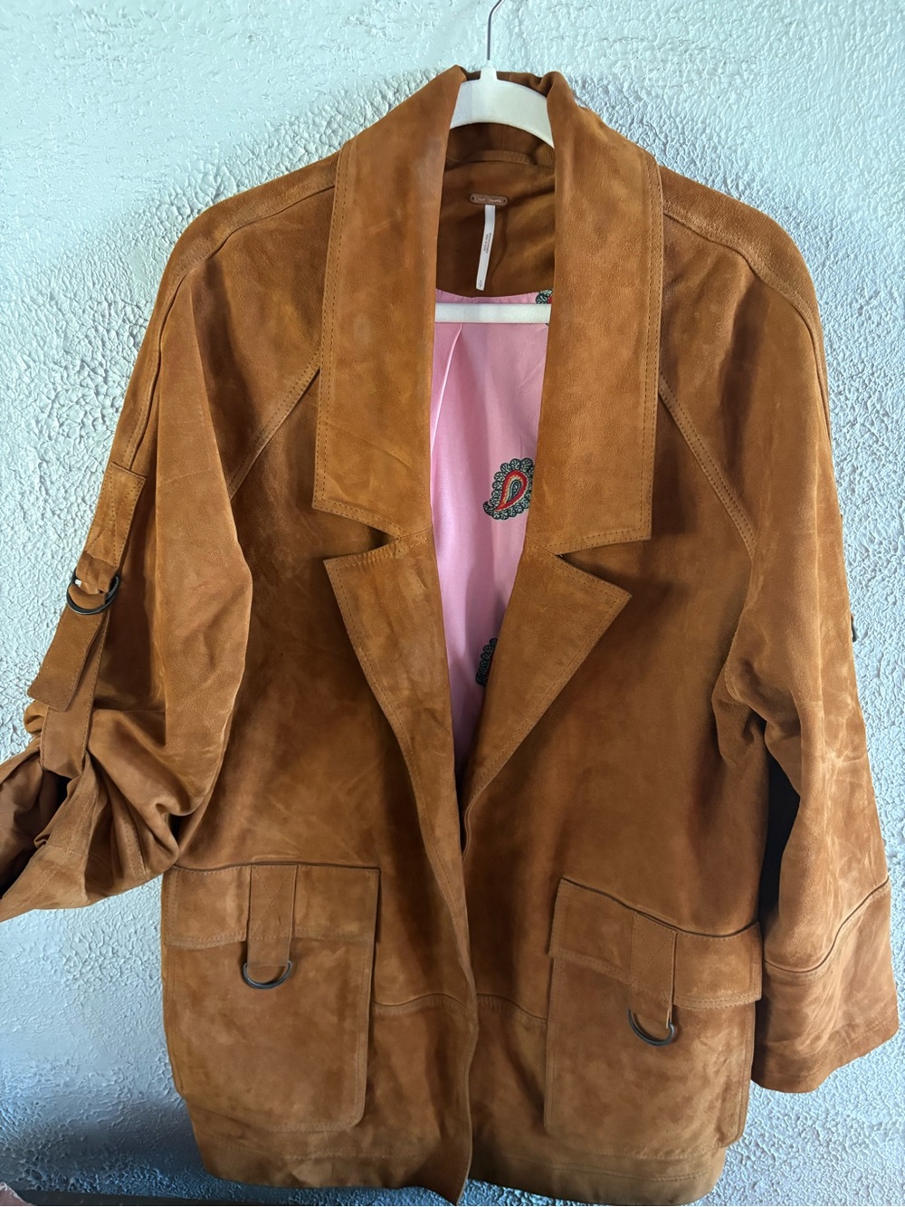 Free People Goat Leather Jacket in Cognac Brown